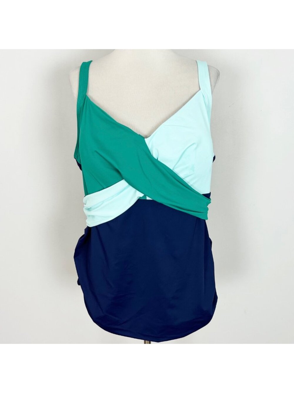 NEW Lands’ End Swim Suit Tankini Top Blue Green Size 24W Women's